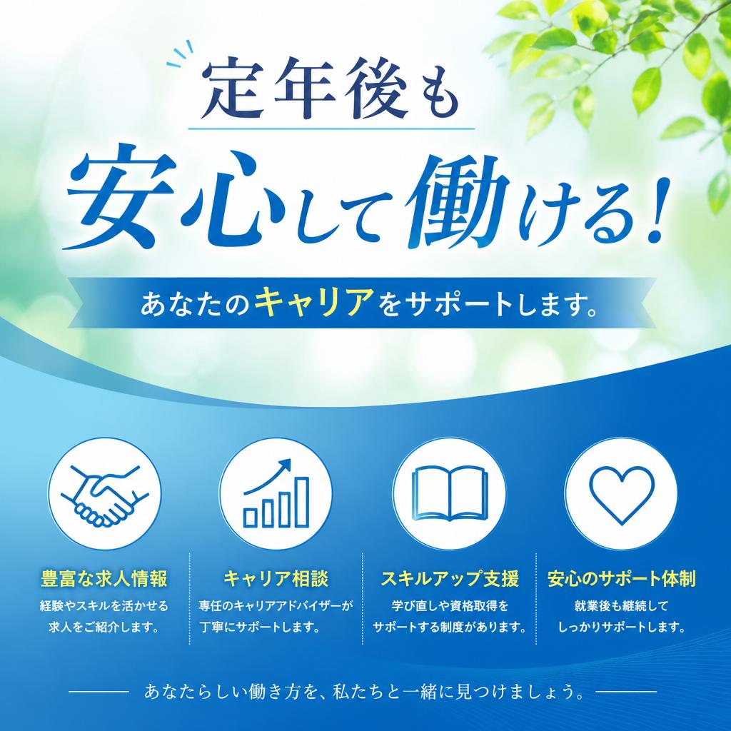 定年後も安心して働ける！あなたのキャリアをサポートします。