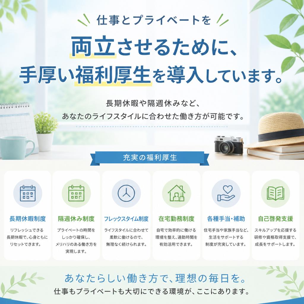 手厚い福利厚生を完備