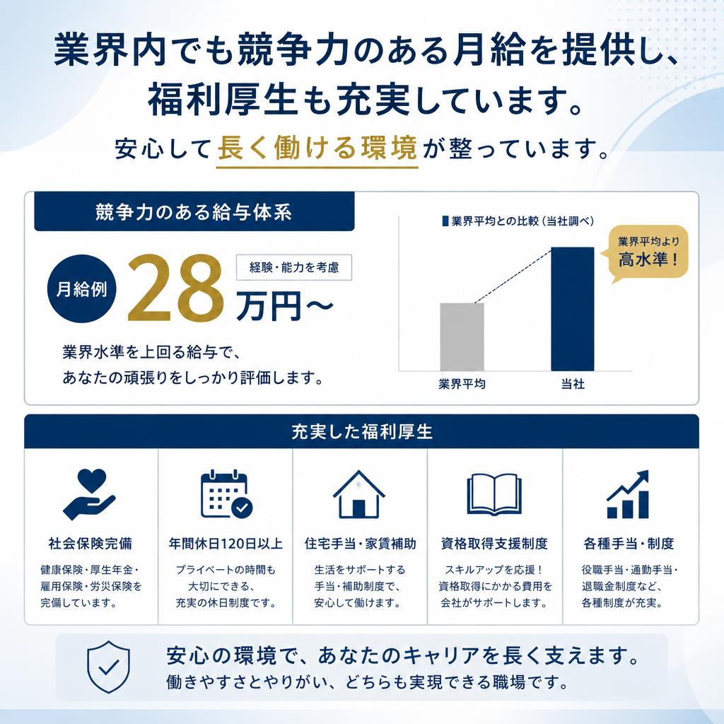 安定した月給と福利厚生が魅力