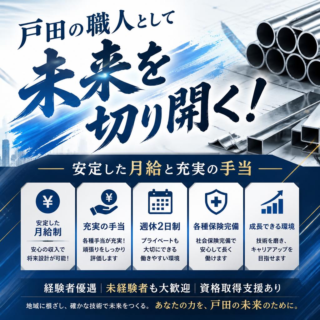 戸田の職人として未来を切り開く！安定した月給と充実の手当