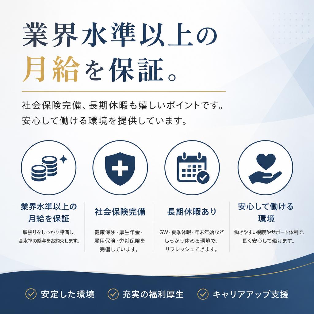 安定した給与と充実の福利厚生