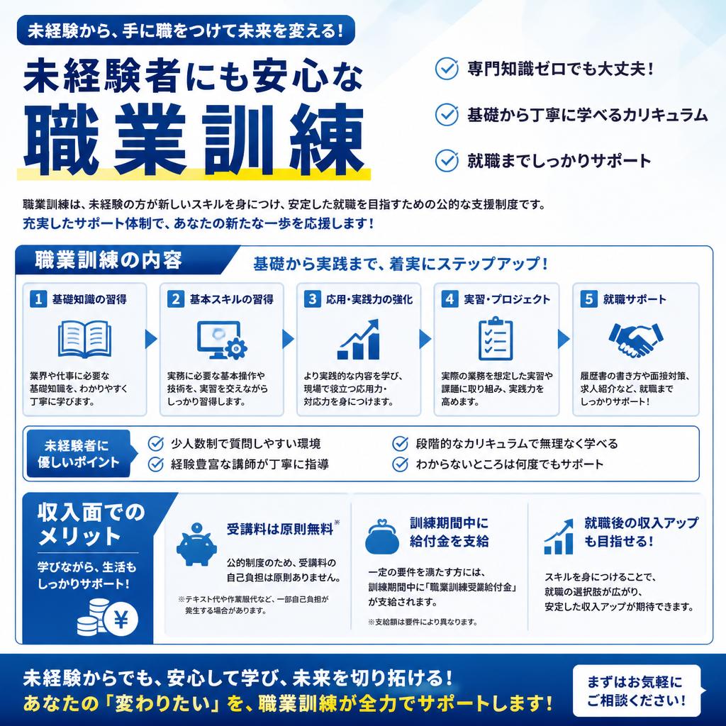 月給制の職業訓練で安心スタート