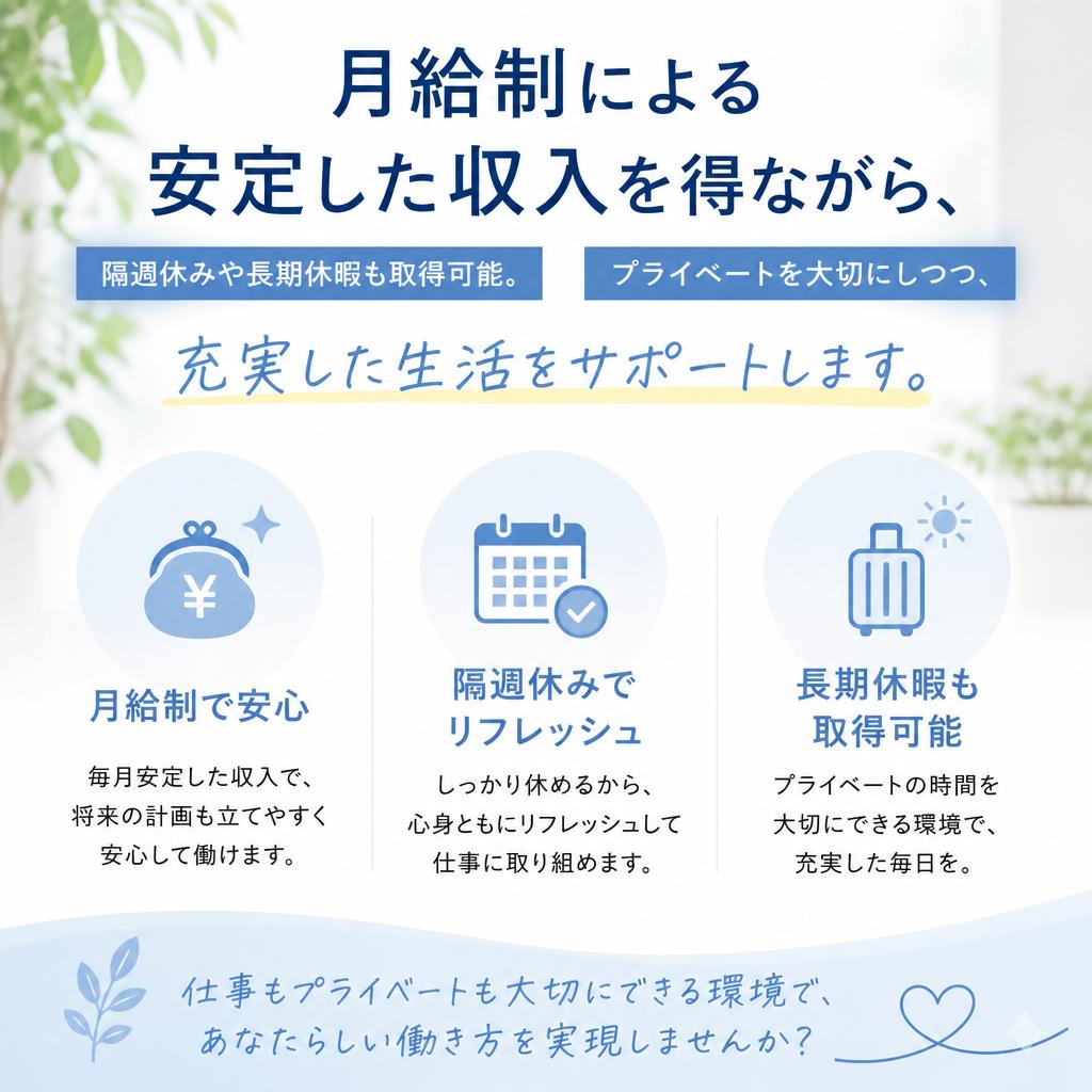充実した福利厚生と安定収入