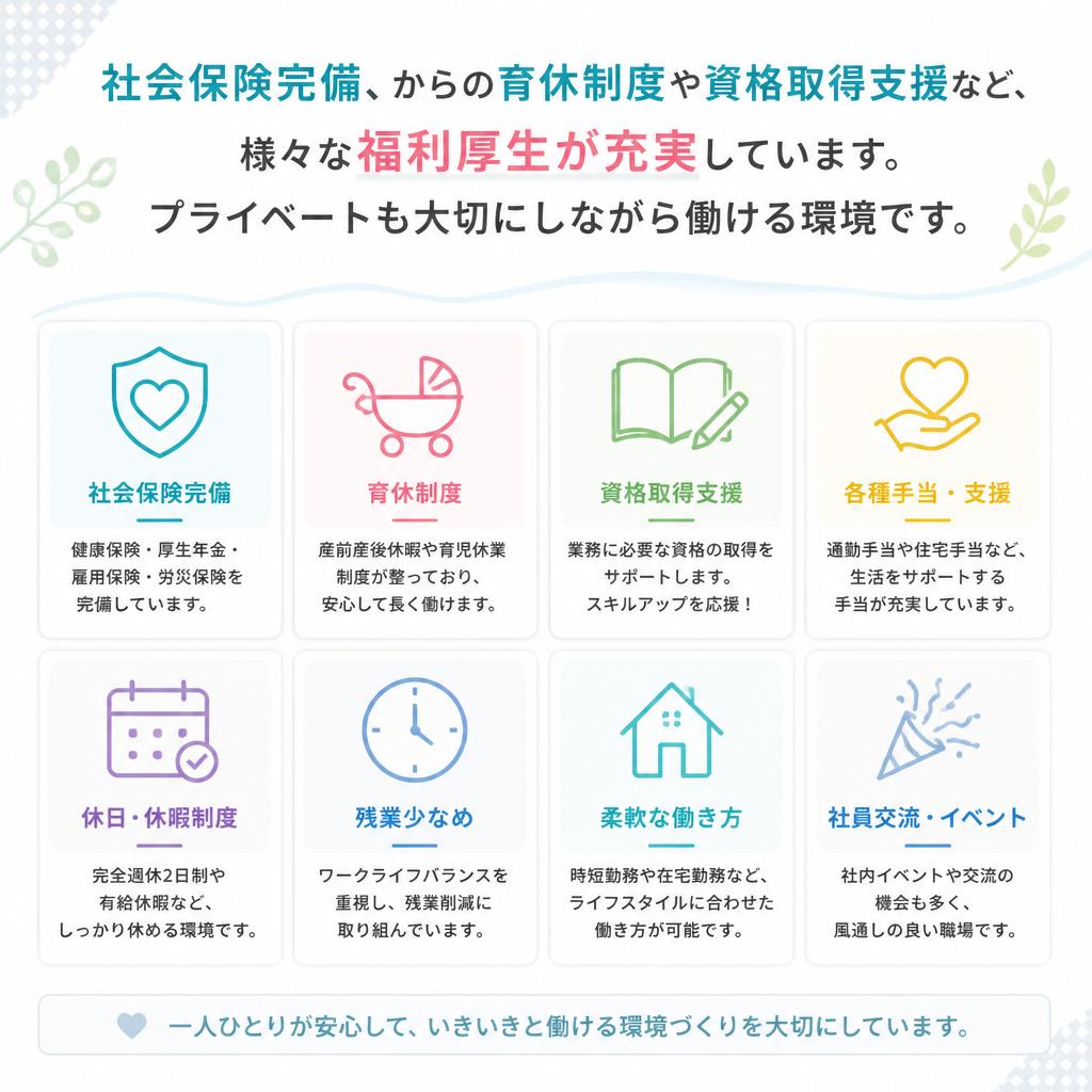 充実した福利厚生で快適な働き方
