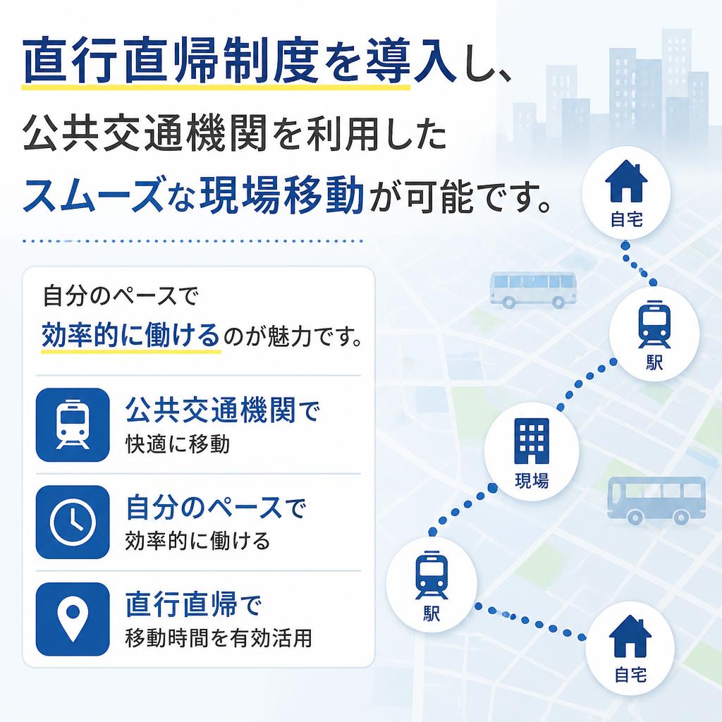 4. 直行直帰制度で効率的に働ける