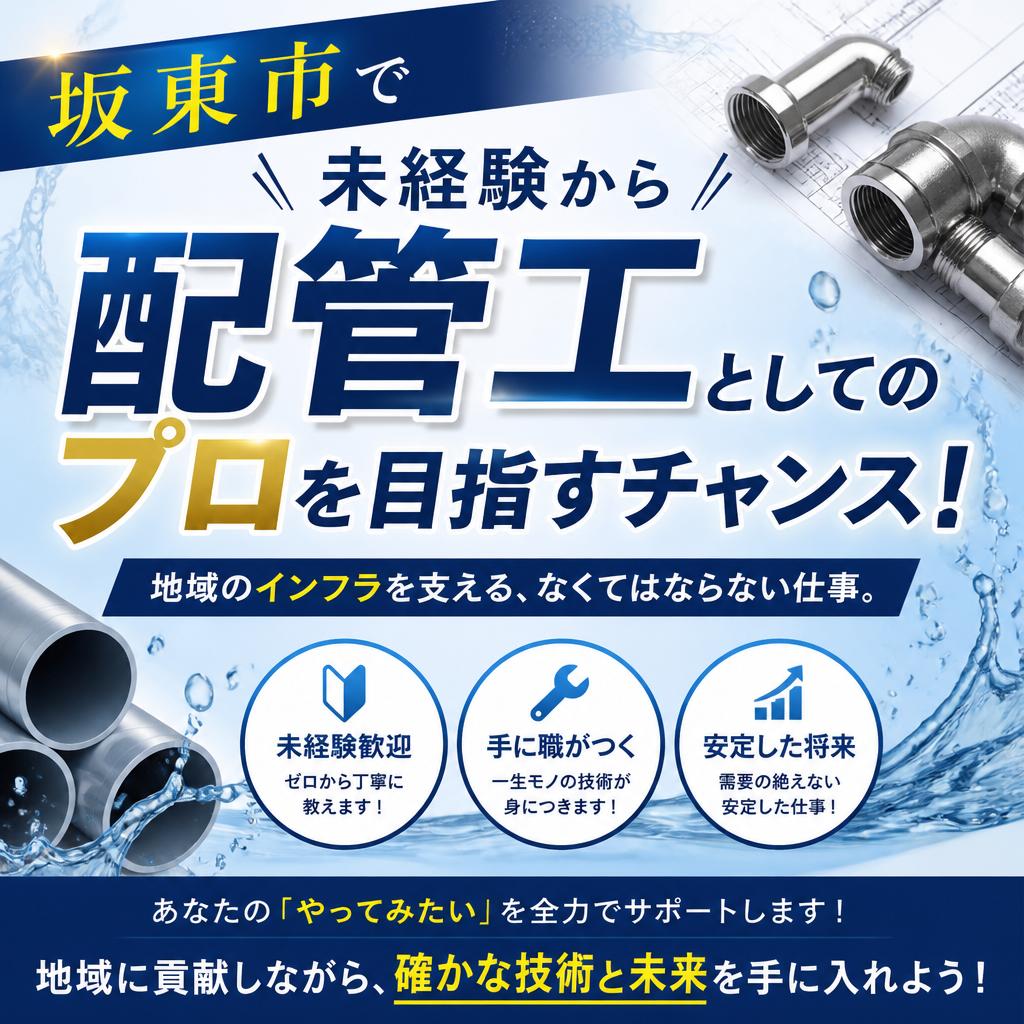 坂東市で未経験から配管工としてのプロを目指すチャンス！