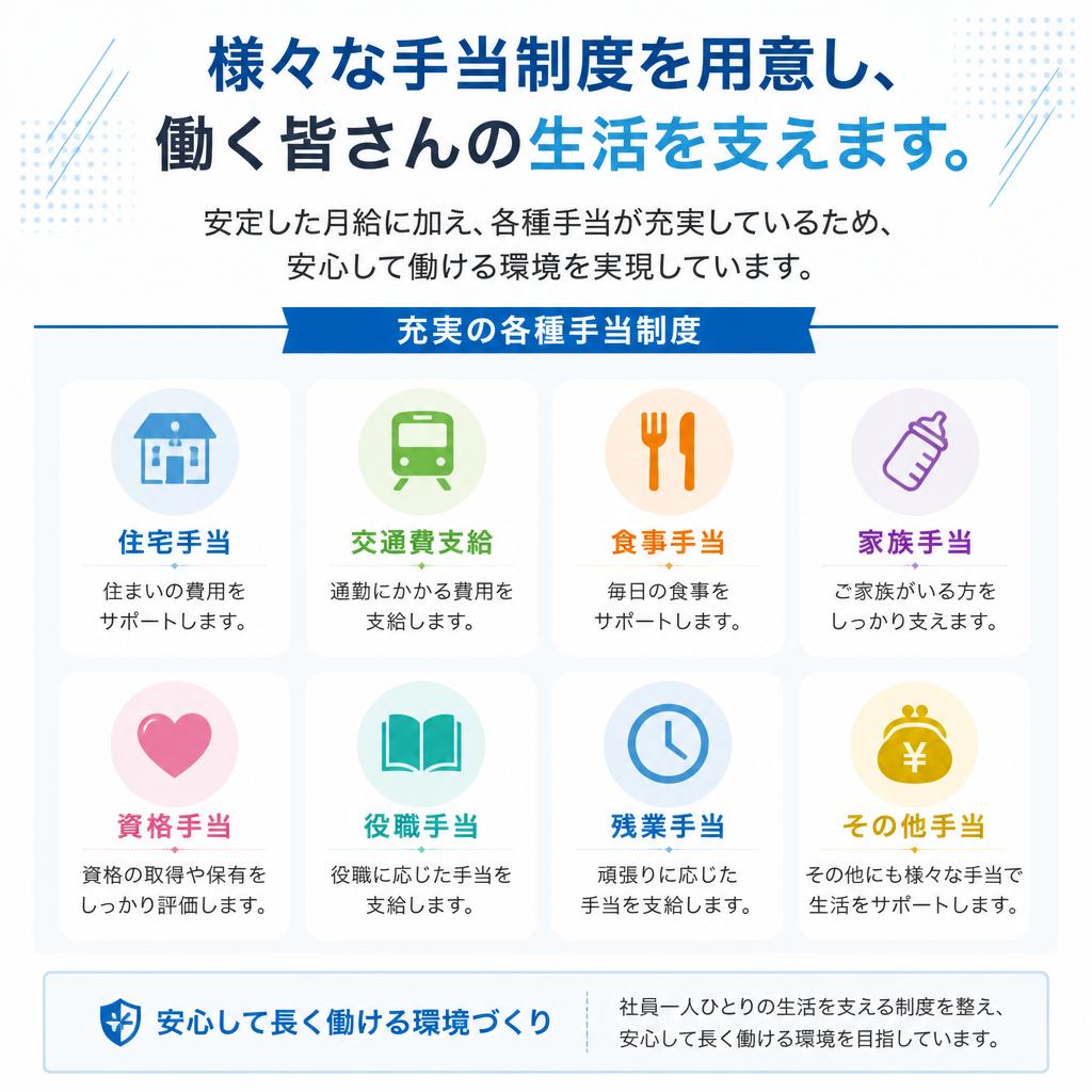 手厚い手当制度で安心の収入