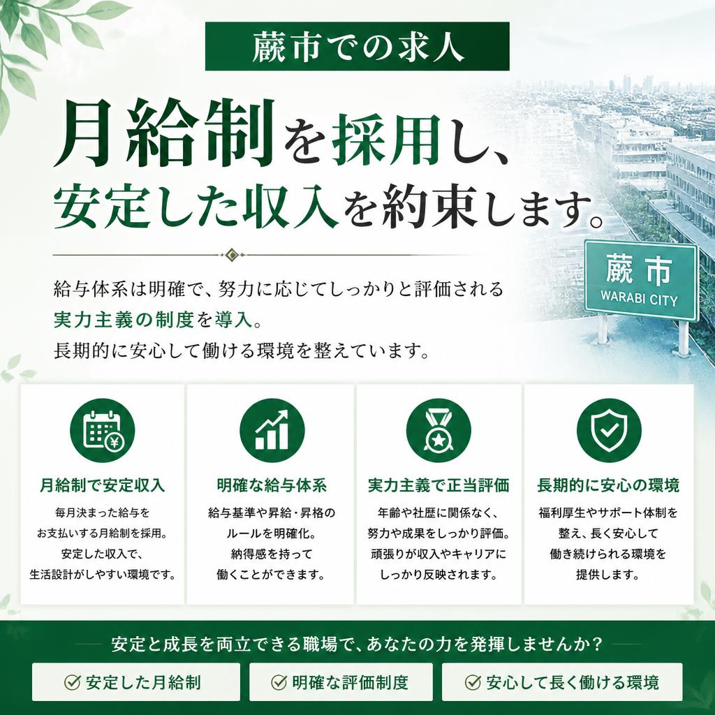 安定した月給制で安心の収入