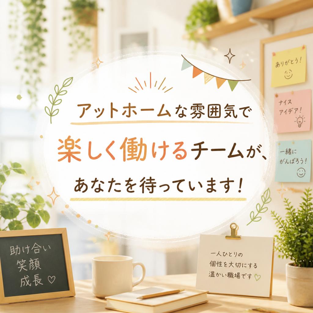 アットホームな雰囲気で楽しく働けるチームが、あなたを待っています！