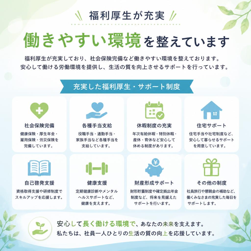 充実した福利厚生でライフスタイルをサポート
