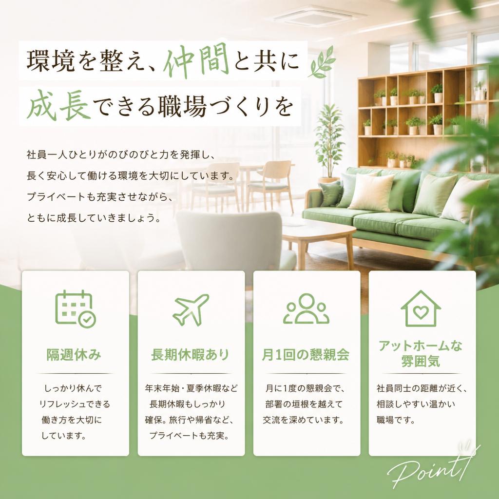 快適に働ける福利厚生