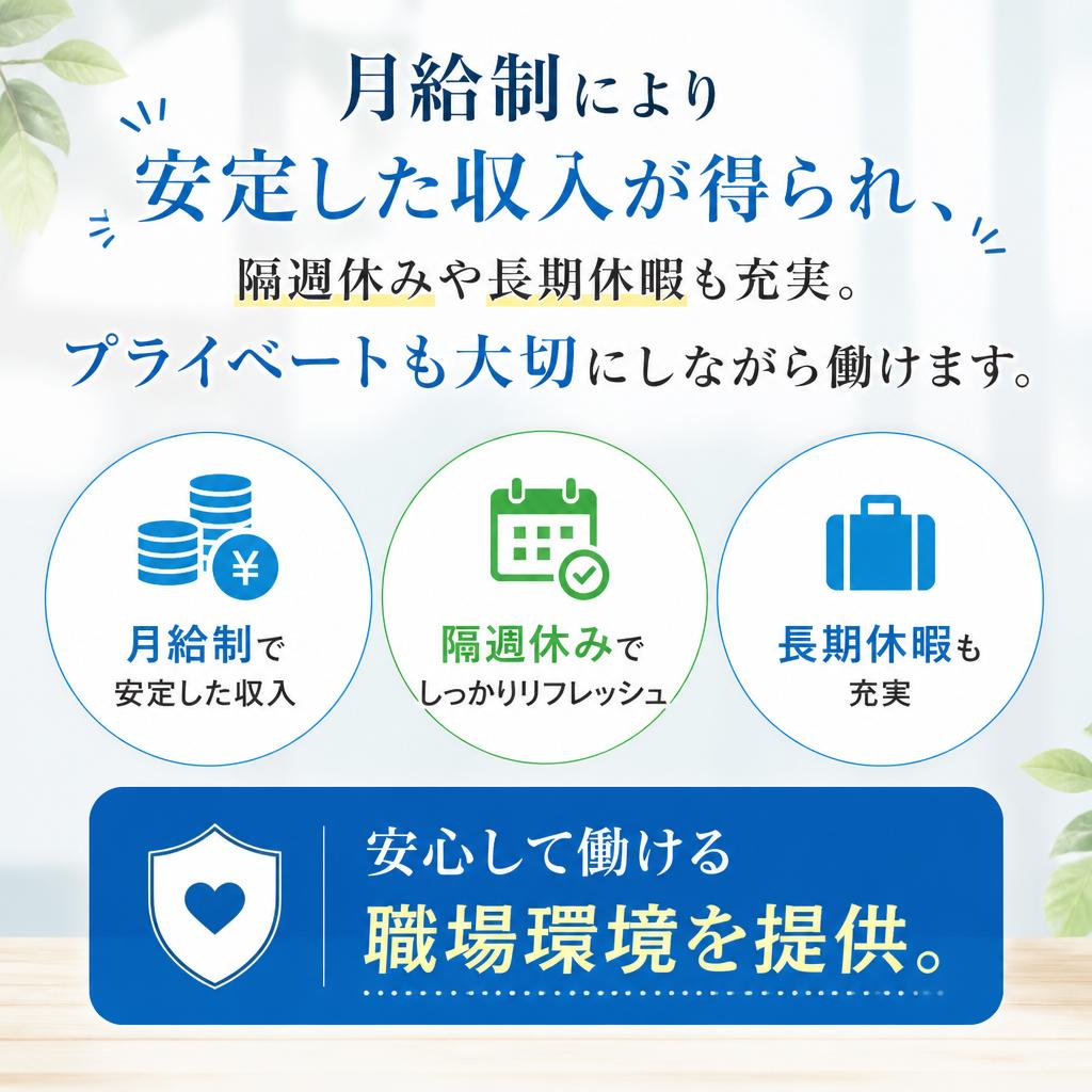 安定した収入と長期的な勤務を実現