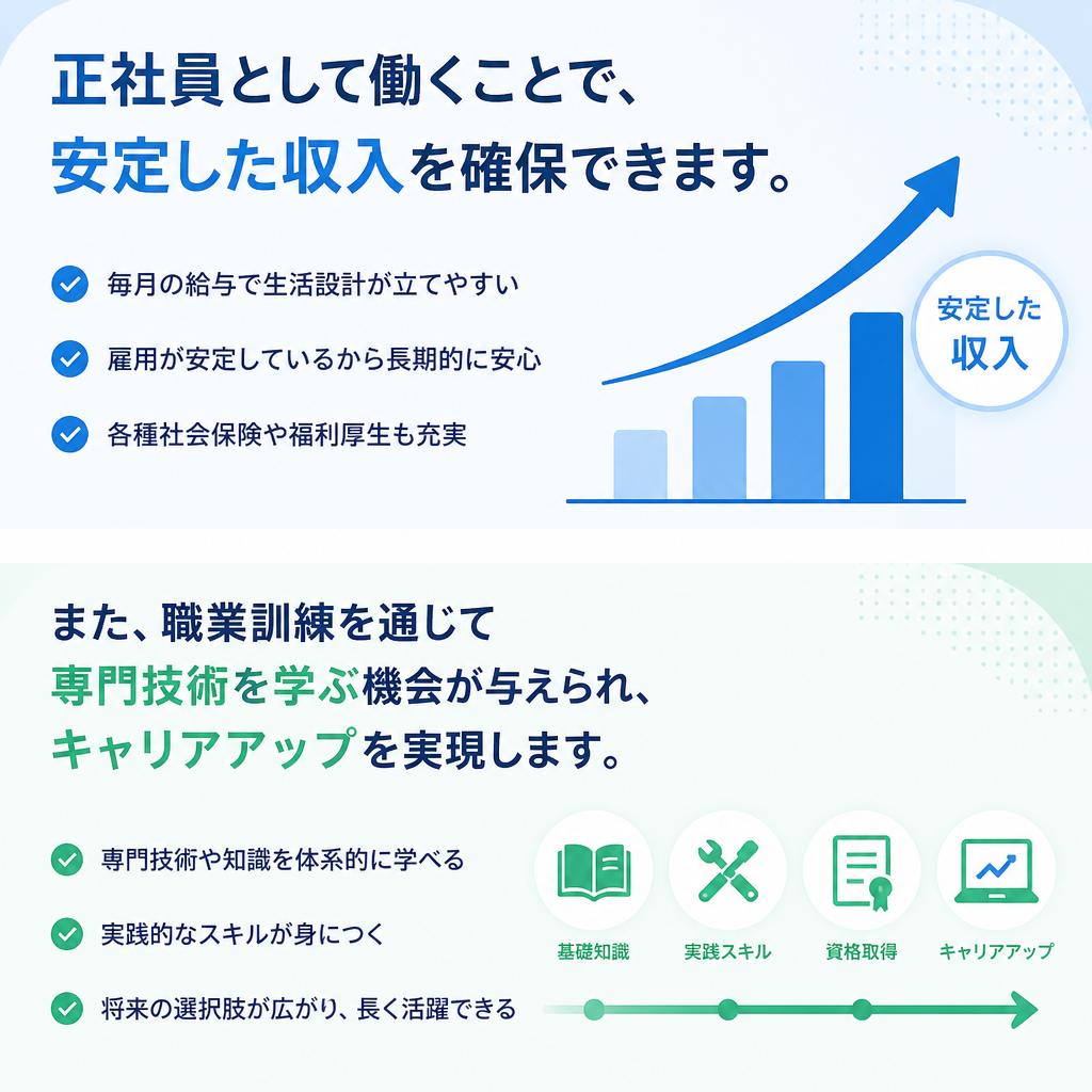 安定収入と安心の職業訓練