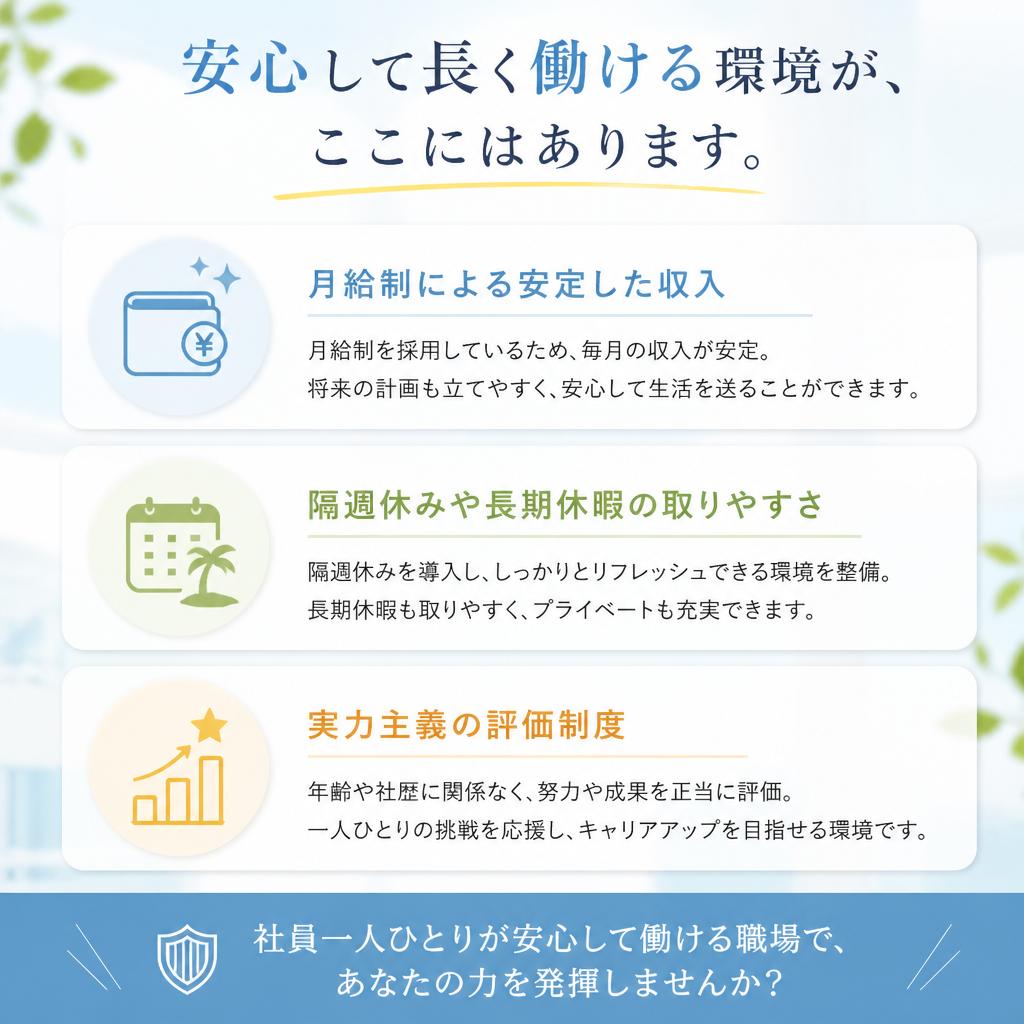充実した待遇と福利厚生