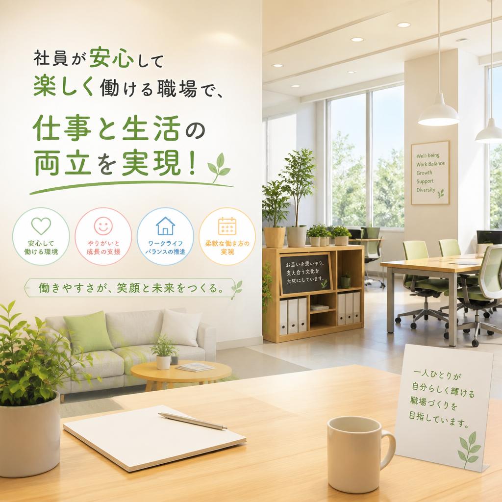 社員が安心して楽しく働ける職場で、仕事と生活の両立を実現！