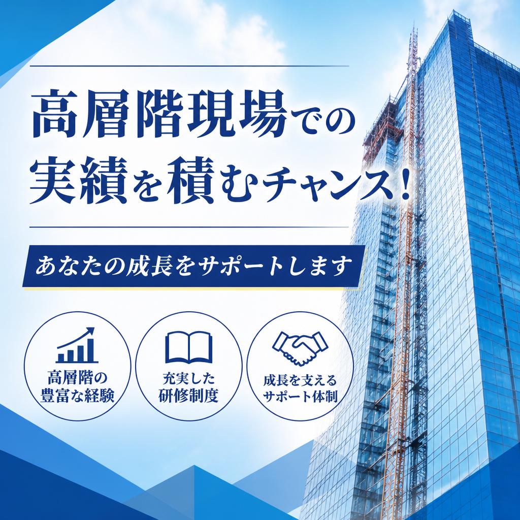 高層階現場での実績を積むチャンス！あなたの成長をサポートします