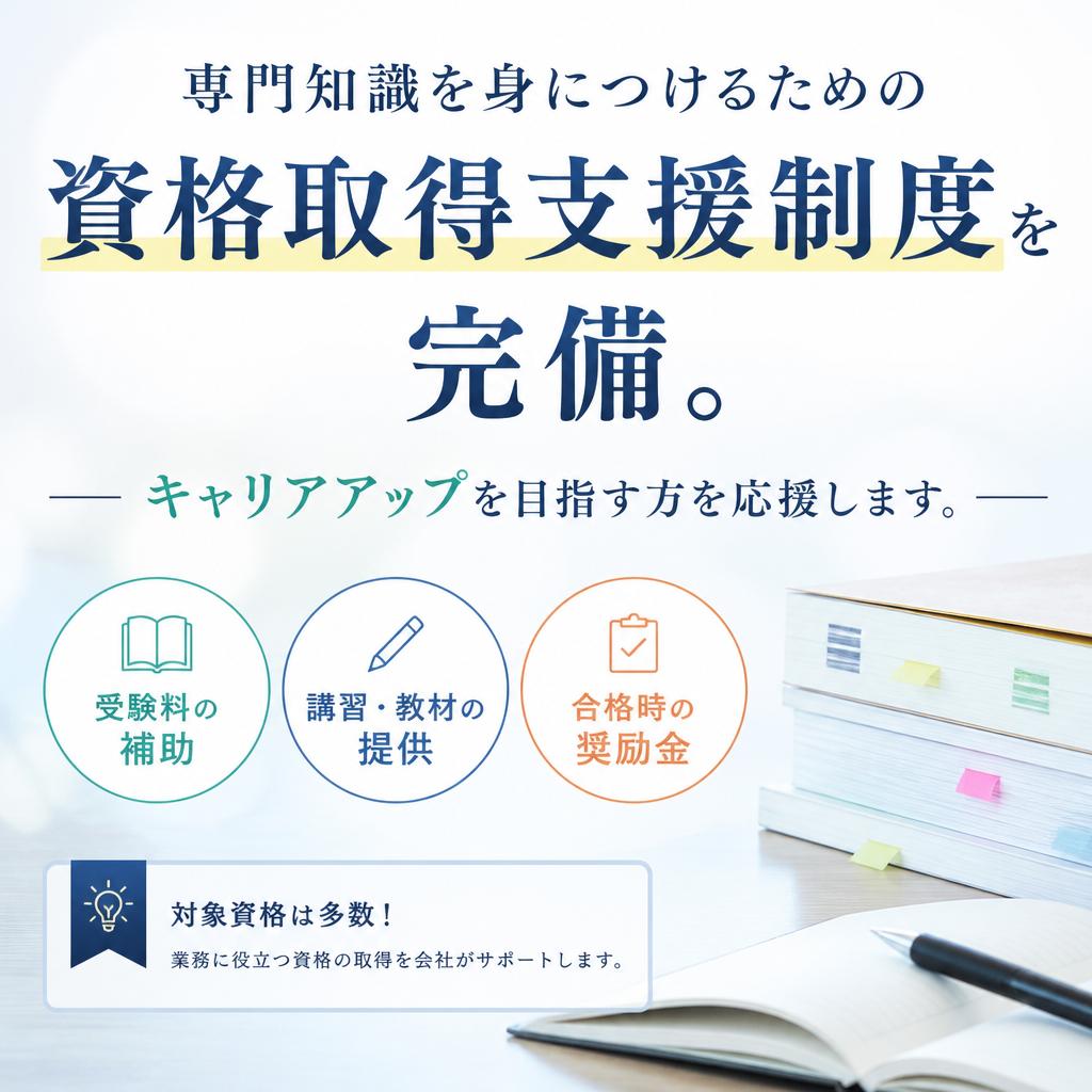 資格取得支援制度でスキルアップ