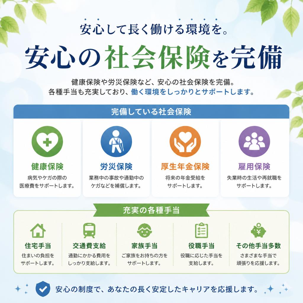 充実した社会保険と手当