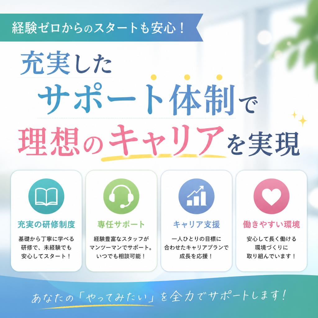 経験ゼロからのスタートも安心！充実したサポート体制で理想のキャリアを実現